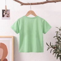 Girls Green Happy Planet Typography Print Short Sleeve T-Shirt Tshirts