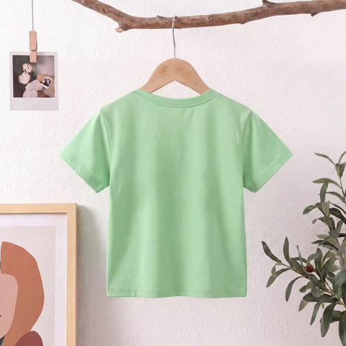 Girls Green Happy Planet Typography Print Short Sleeve T-Shirt Tshirts