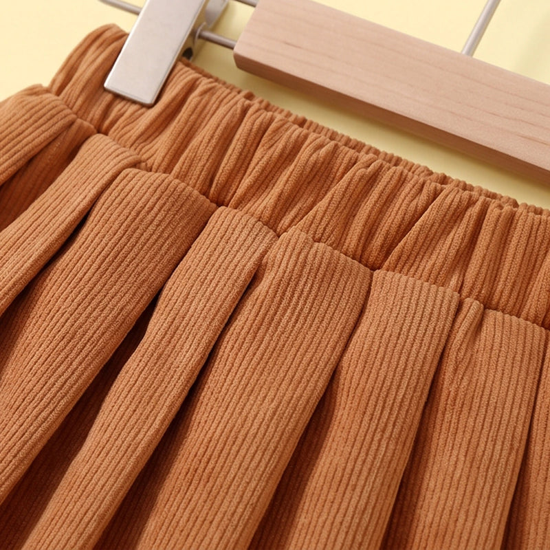 Girls Brown Bow Applique Long Sleeve Top with Skirt Sets 2 pc. Sets