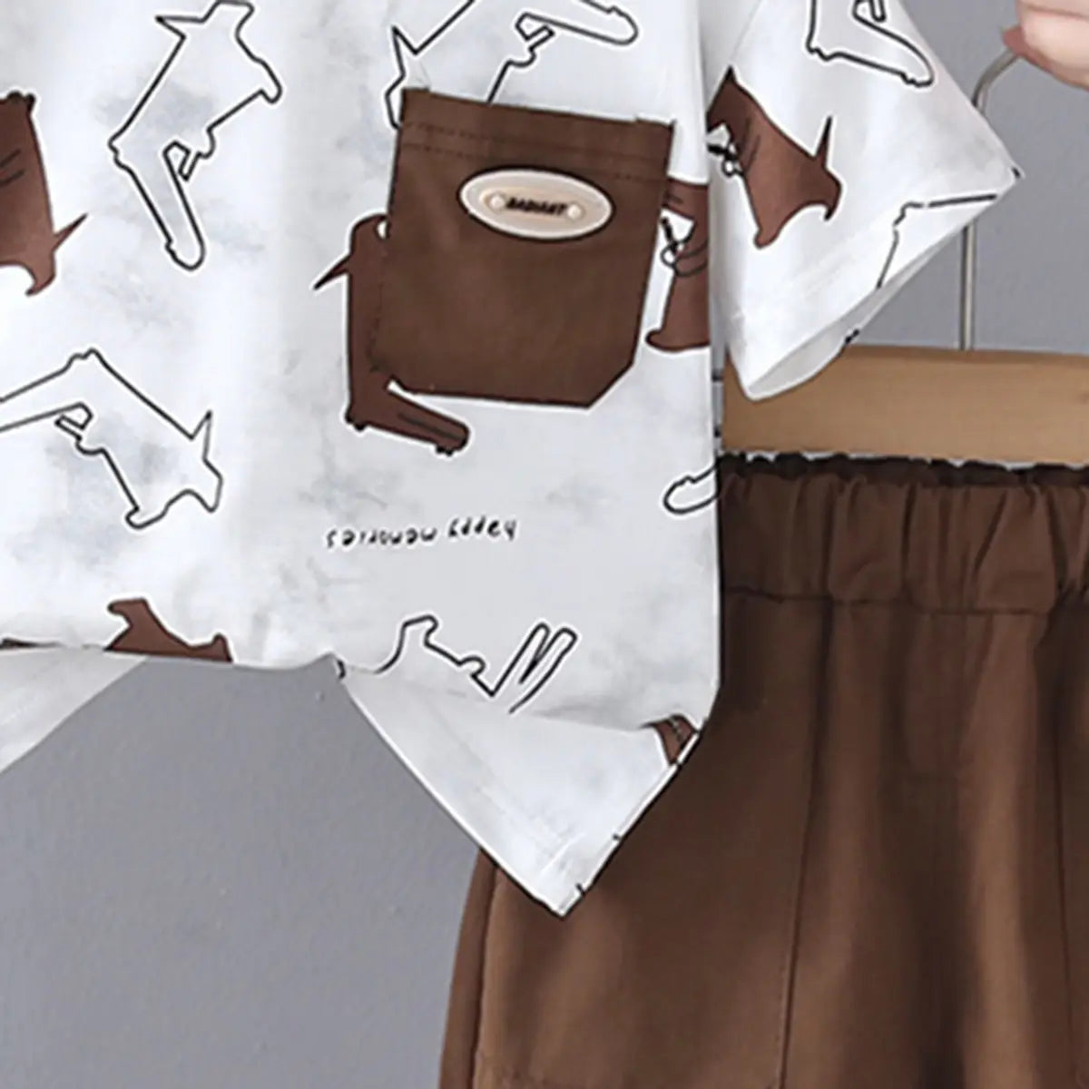 Boys Brown Crocodile Print T-Shirt With Shorts Sets Sets