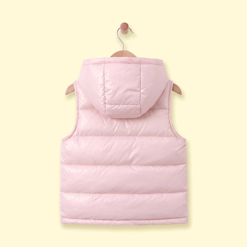 Girls Off White Sleeveless Hooded Puffer Jacket Coats & Jackets