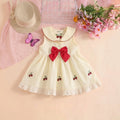 Girls Cream Strawberry Embroidered Sleeveless Fit & Flare Dress Casual Dresses Cream 1-2 Y