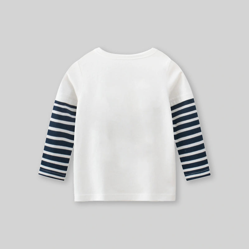 Boys White Typographic Printed Long Sleeves T-Shirt Tshirts