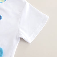 Boys White Graphic Patch Pocket Short Sleeves T-Shirt With Denim Pants Set 2 pc. Sets