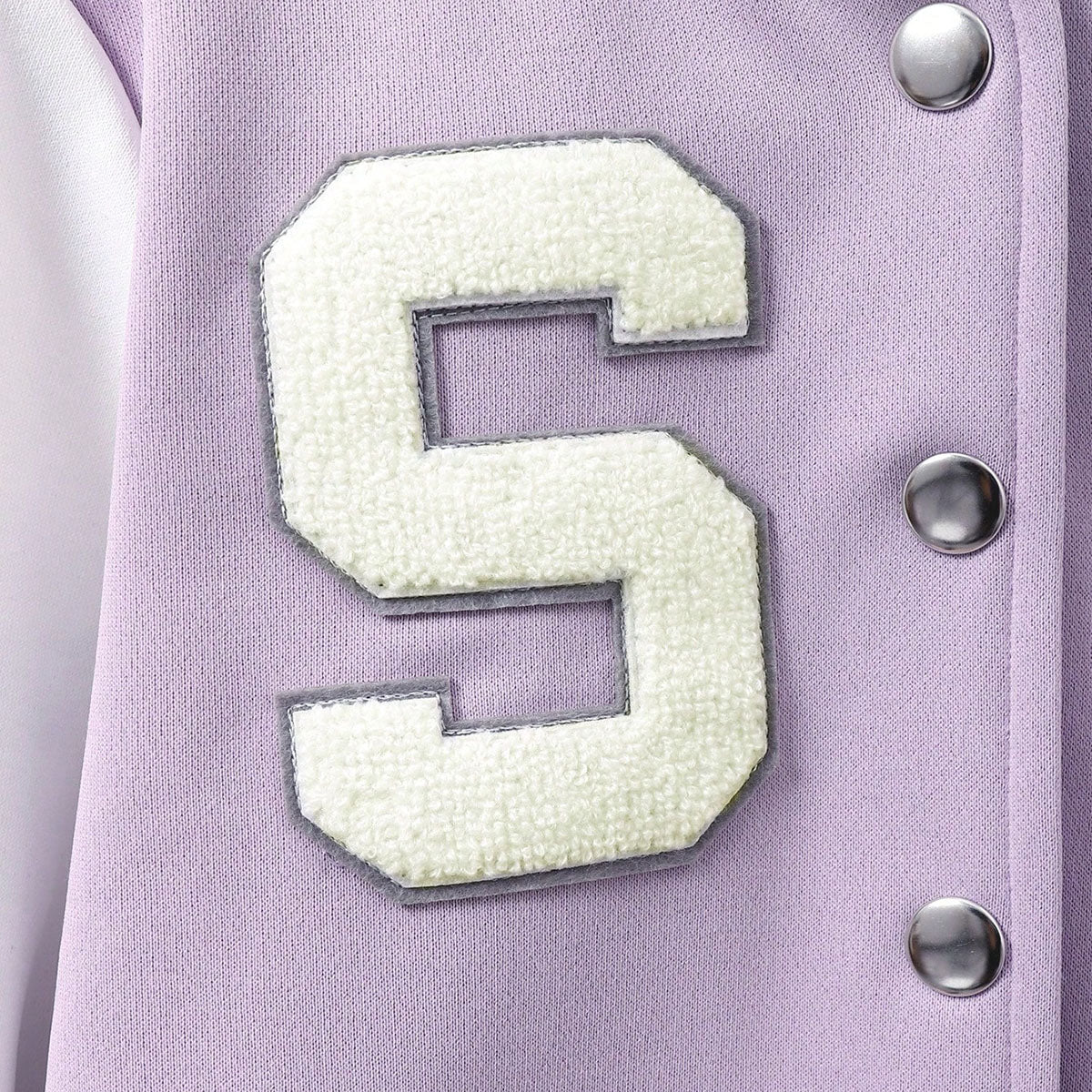 Girls Lilac Solid S Applique varsity Jacket Coats & Jackets