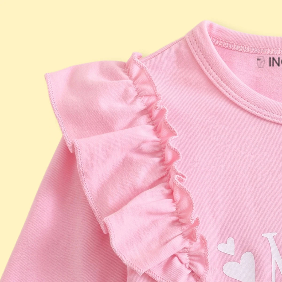 Girls Pink Typography Print Top With Flared Pants Sets 2 pc. Sets