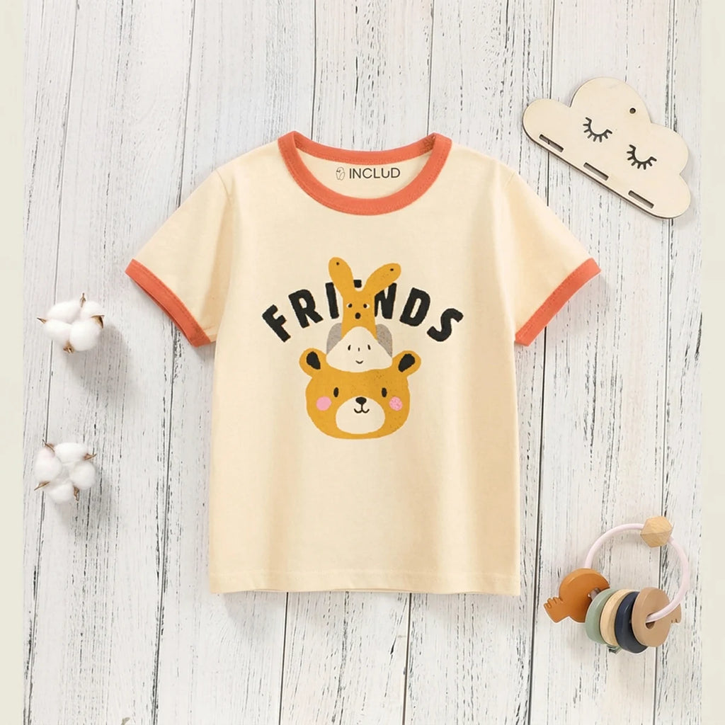 Boys Beige Graphics Short Sleeve T-Shirt Tshirts Beige 1-2 Y