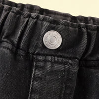Girls Black Star Elasticated Denim Shorts Shorts