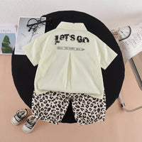 Boys Light Green Animal Printed Shirt with Elasticated Shorts Sets 2 pc. Sets