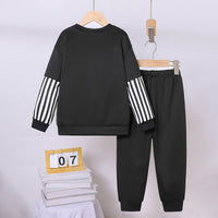 Boys Black Sprunki Cartoon Printed Sweatshirt With Jogger Sets 2 pc. Sets