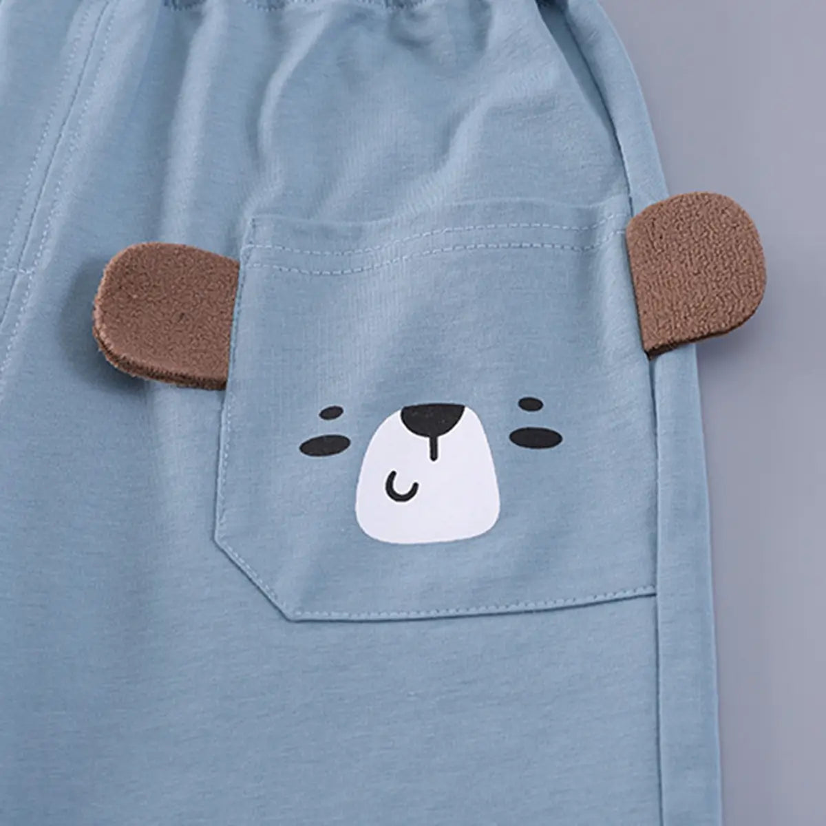 Boys Light Blue Dog Applique Short Sleeve Polo T-Shirt With Elasticated Shorts Sets 2 pc. Sets