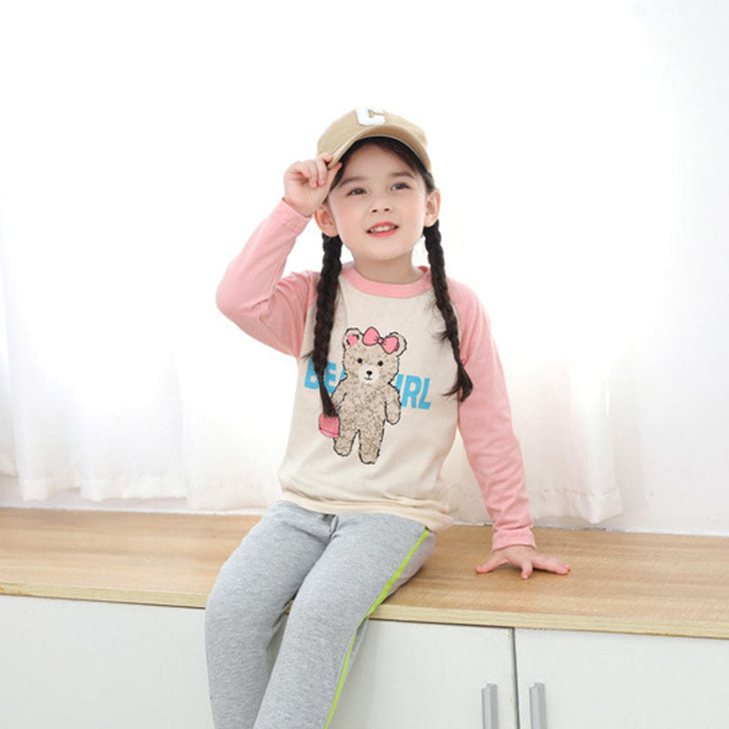 Girls Printed Raglan Sleeves T-Shirt Tshirts   