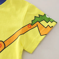 Boys Yellow Excavator Graphic Short Sleeve T-Shirt with Denim Shorts Sets 2 pc. Sets