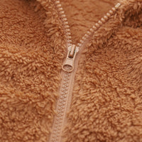 Girls Brown Fur Front Zipper Hooded Winter Jacket Coats & Jackets