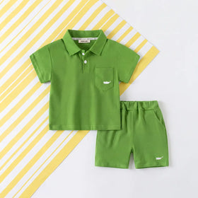 Boys Green Polo T-Shirt With Shorts Co-ord Sets Sets Green 1-2 Y