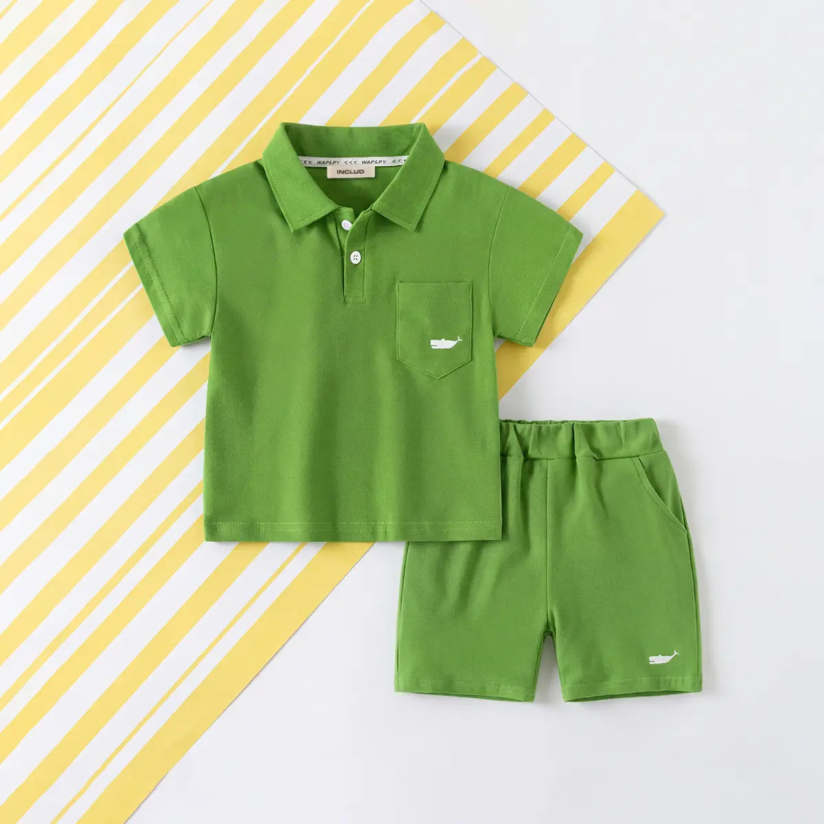 Boys Green Polo T-Shirt With Shorts Co-ord Sets Sets Green 1-2 Y