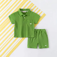 Boys Green Polo T-Shirt With Shorts Co-ord Sets Sets Green 1-2 Y