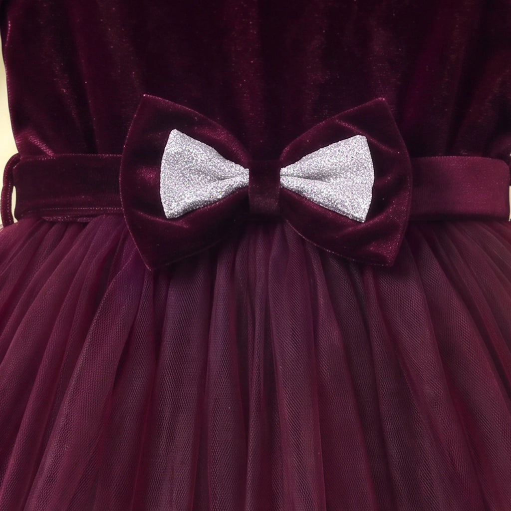 Girls Purple Solid High-Low Party Dress Party Dresses