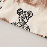 Boys Brown Teddy Bear Graphic T-Shirt With Elasticated Shorts Sets Sets