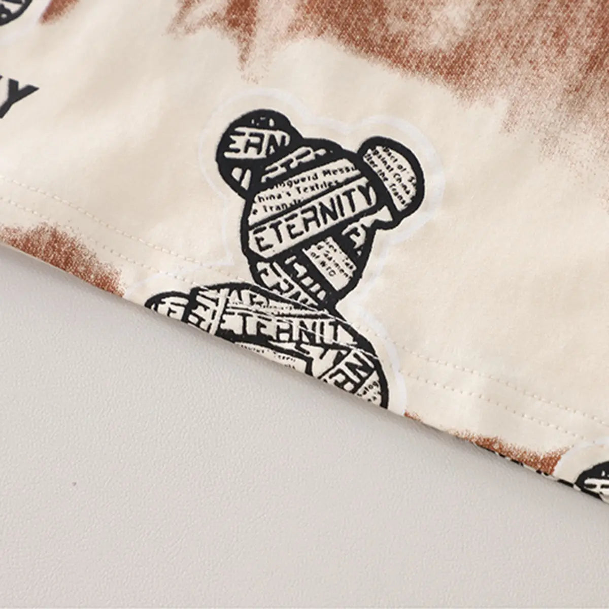 Boys Brown Teddy Bear Graphic T-Shirt With Elasticated Shorts Sets Sets