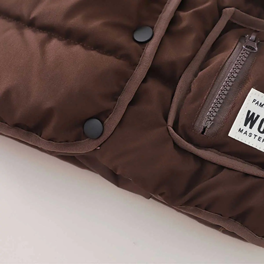 Boys Dark Brown Sleeveless Puffer Jacket Coats & Jackets