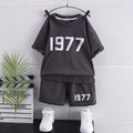 Boys Grey Numeric Print Short Sleeve T-Shirt With Shorts Sets 2 pc. Sets Grey 1-2 Y