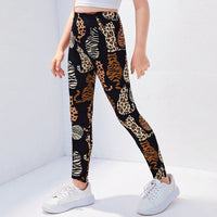 Girls Black Animal Print Leggings Leggings & Tights
