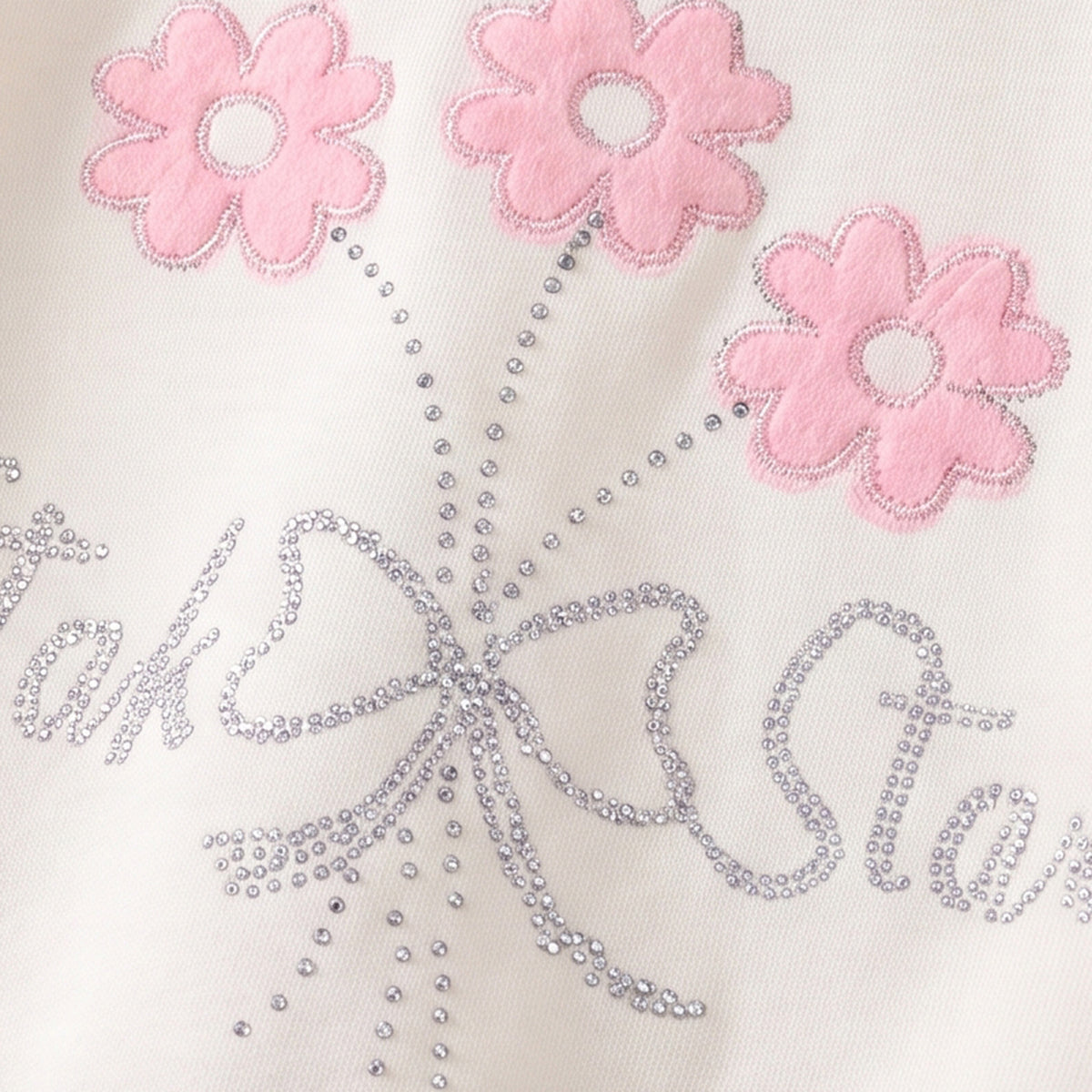Girls Cream Embellished Sweatshirt & Pants Sets Sets