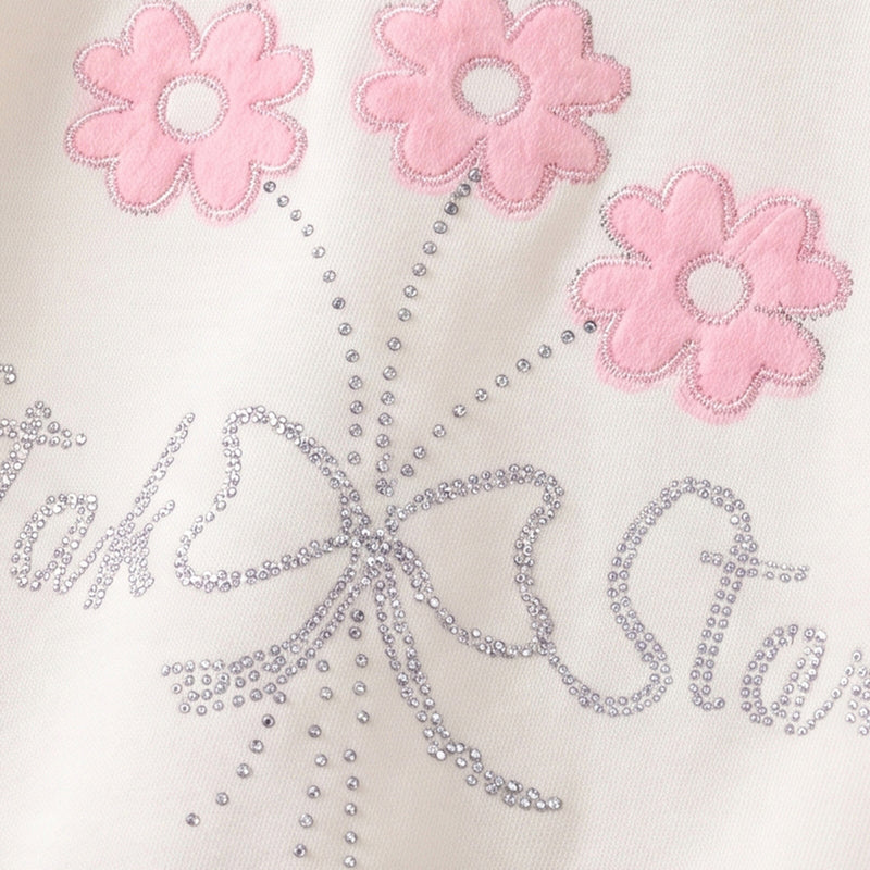 Girls Cream Embellished Sweatshirt & Pants Sets Sets