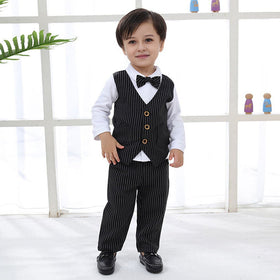 Boys Long Sleeve Jacket Mock Shirt With Trousers Set 2 pc. Sets Black 1-2 Y 