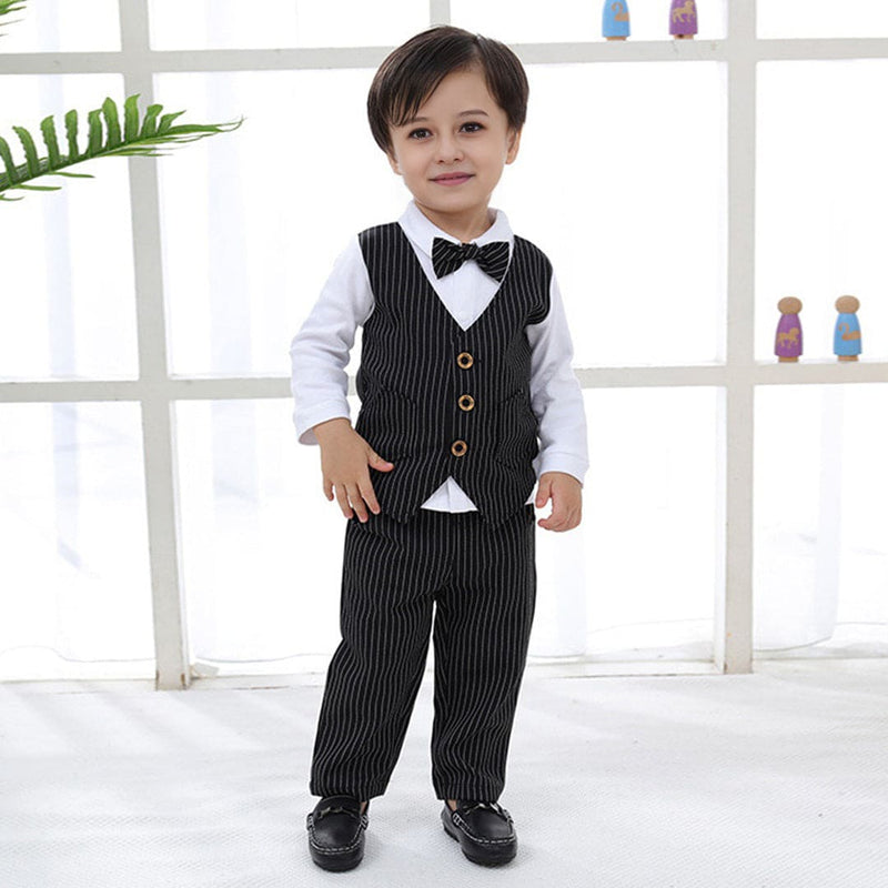 Boys Long Sleeve Jacket Mock Shirt With Trousers Set 2 pc. Sets Black 1-2 Y 