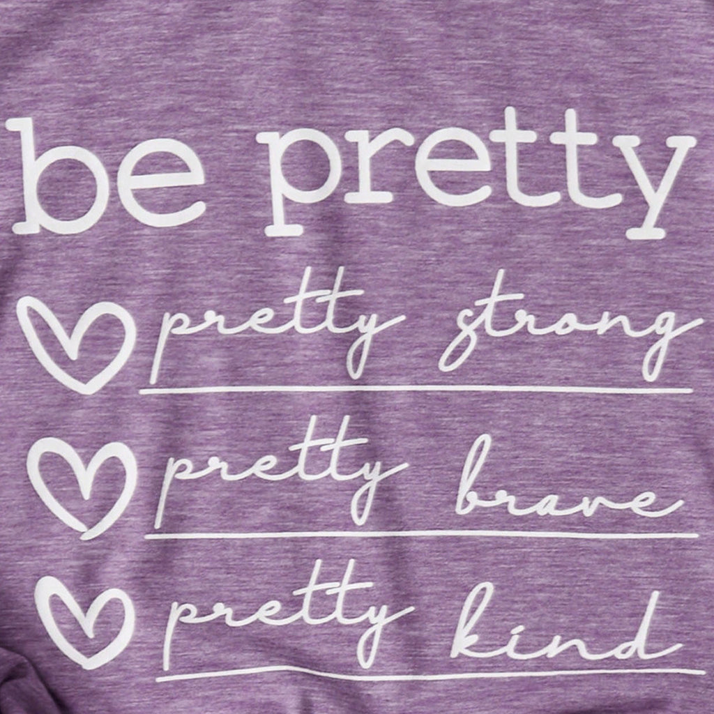Girls Purple Typographic Printed Short Sleeves T-Shirt Tshirts