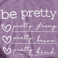 Girls Purple Typographic Printed Short Sleeves T-Shirt Tshirts