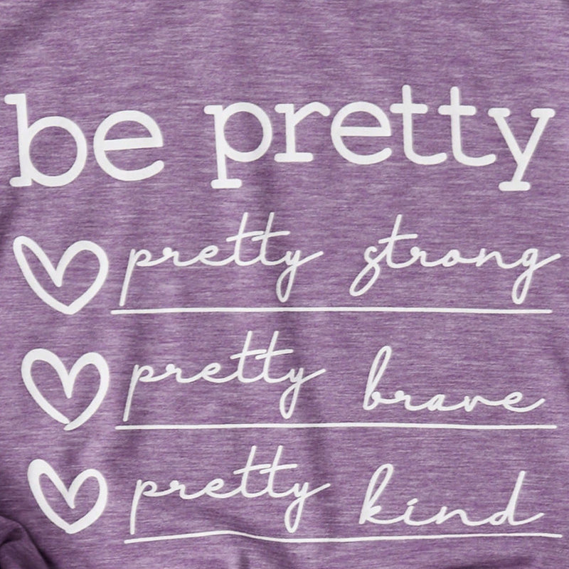 Girls Purple Typographic Printed Short Sleeves T-Shirt Tshirts