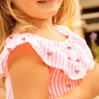 Girls Heart Print wide Neck A-Line Dress Casual Dresses   