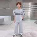 Boys Grey Typographic Raglan Sleeve T-Shirt With Pants Sets 2 pc. Sets Grey 5-6 Y