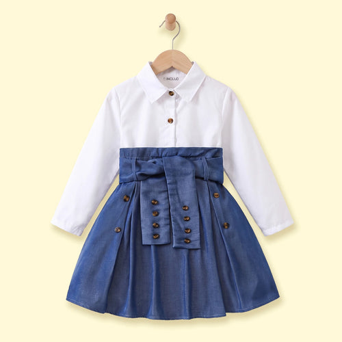 Girls White Long Sleeve Fit & Flare Dress Casual Dresses White 3-4 Y