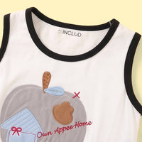 Girls White Applique Sleeveless Tank Top With Shorts Sets 2 pc. Sets