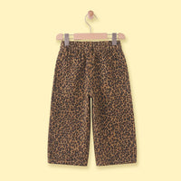 Girls Brown Animal Print Elasticated Pants Pants