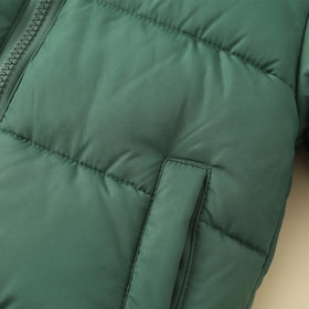 Boys Green Bear Ear On Hood Zip-up Puffer Jacket Coats & Jackets