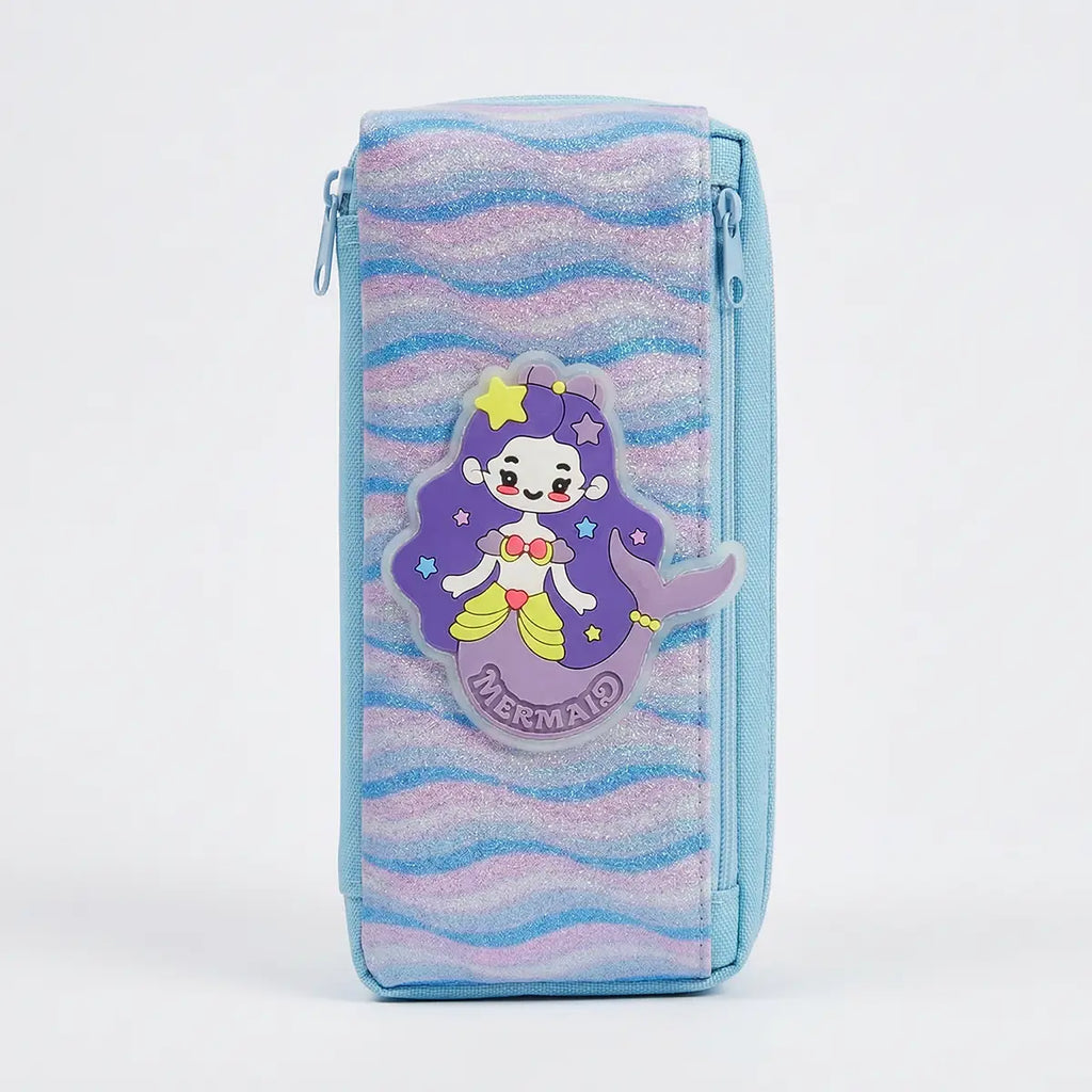 Girls Sky Blue Mermaid Glitter Pencil Case Trending Accessories
