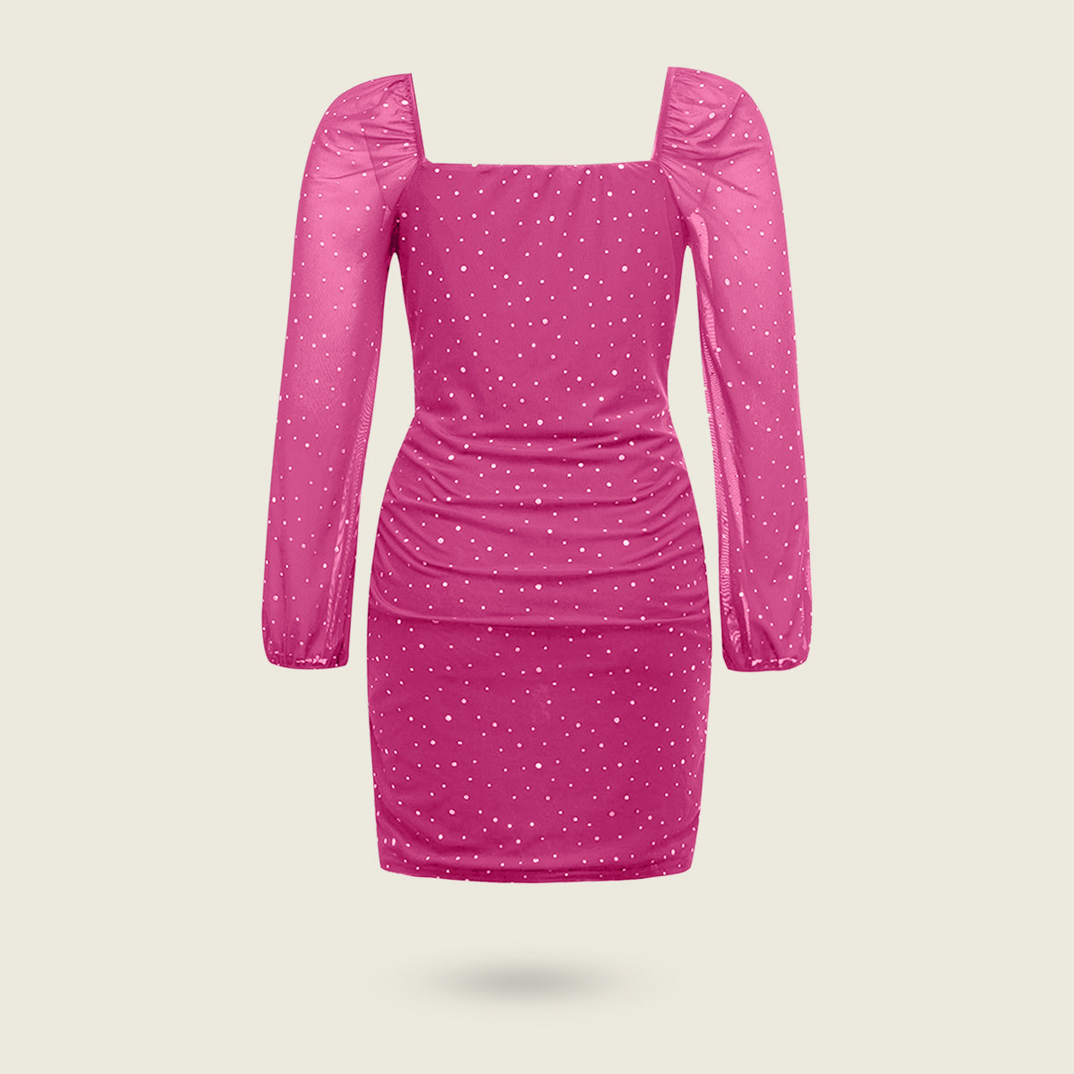 Girls Pink Sequined Long Sleeves Square Neck Bodycon Dress Party Dresses