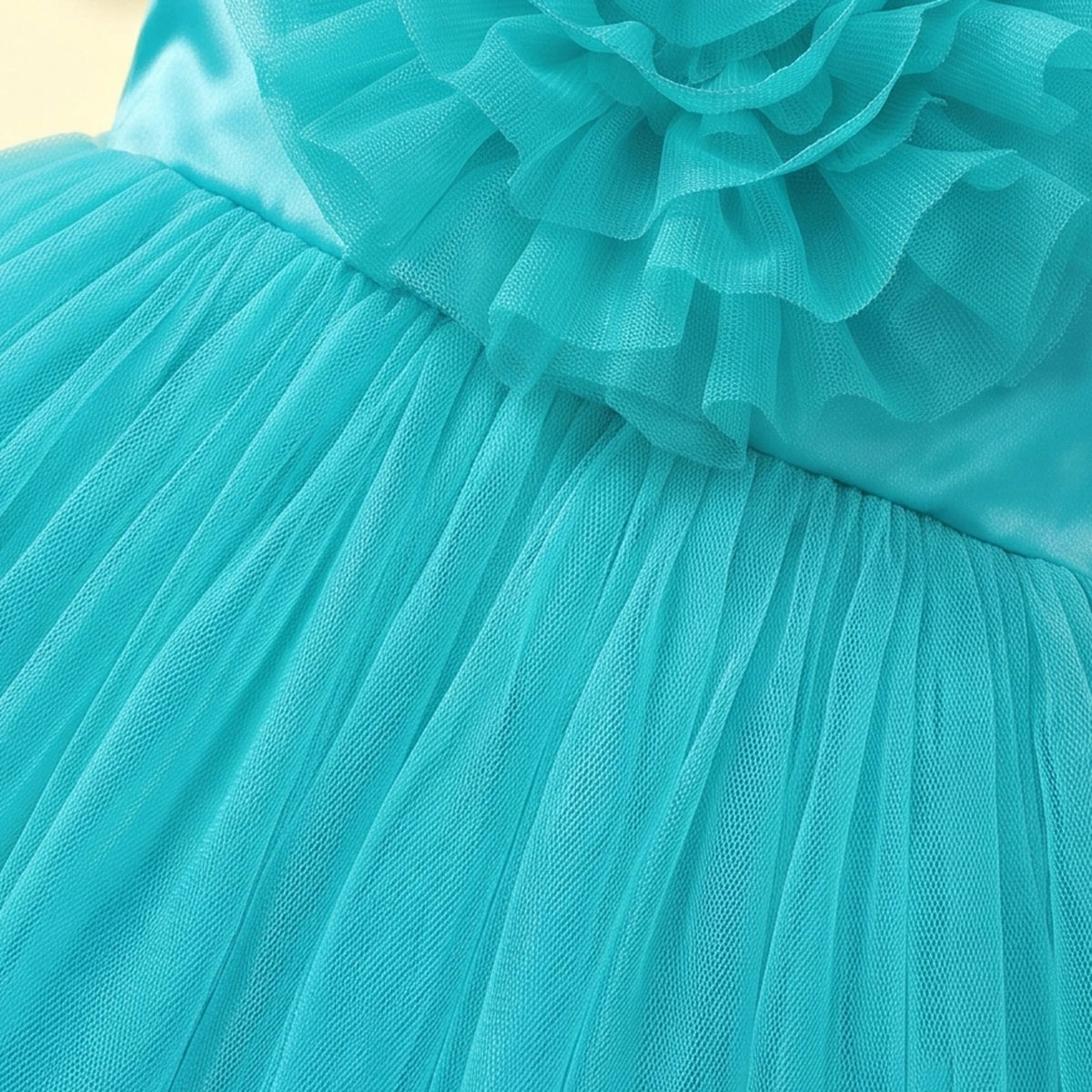 Girls Sea Green Puff Sleeve Fit & Flare Party Dress Party Dresses