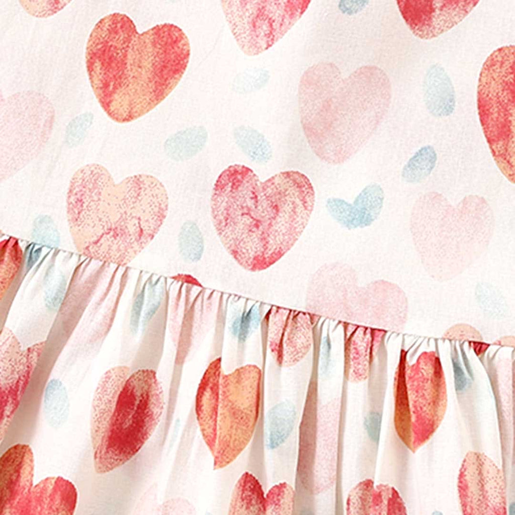Girls Heart Print Short Sleeves Dress Casual Dresses   