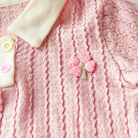 Girls Pink Textured Polo T-Shirt With Shorts Co-ord Sets Sets
