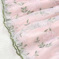 Girls Pink Shoulder Strap Crop Top With Floral Embroidered Skirt Set 2 pc. Sets