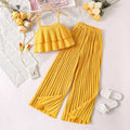 Girls Sleeveless Crop Top With Straight Fit Pants Sets 2 pc. Sets Yellow 8-9 Y 