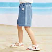 Girls Elasticated Light Wash Denim Shorts Shorts   