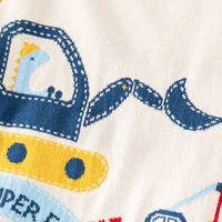Boys Multicolor Sweater With Self-Design Excavator Theme Sweaters & Cardigans
