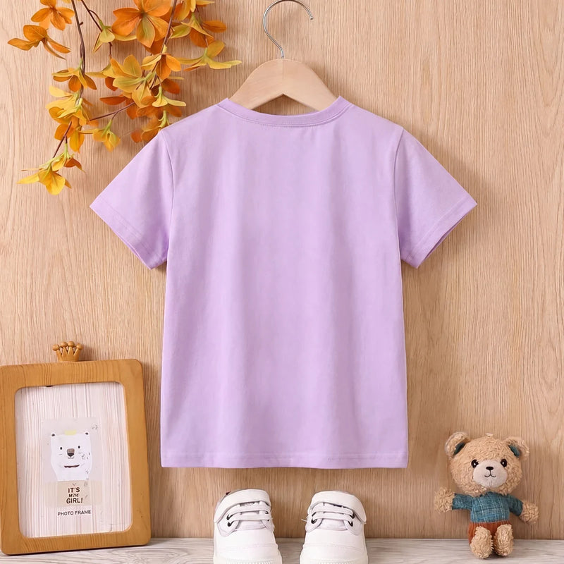 Girls Purple Kuromi Cartoon Printed Short Sleeve T-Shirt Tshirts